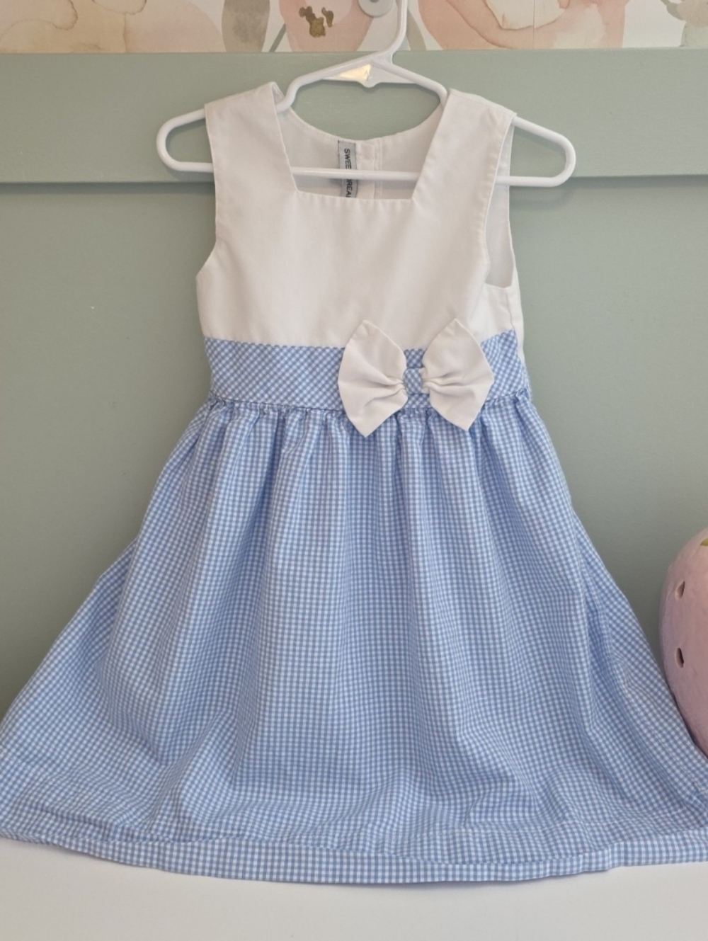 Sweet Dreams Blue and White Gingham Dress Size 3t Smocked